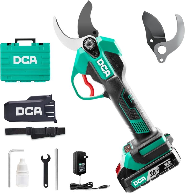DCA Sécateur Électrique Sans fil 20V, max 35mm, Moteur Sans Balais, Batterie 2,0Ah, Lame SK5, Étui de sécurité portable