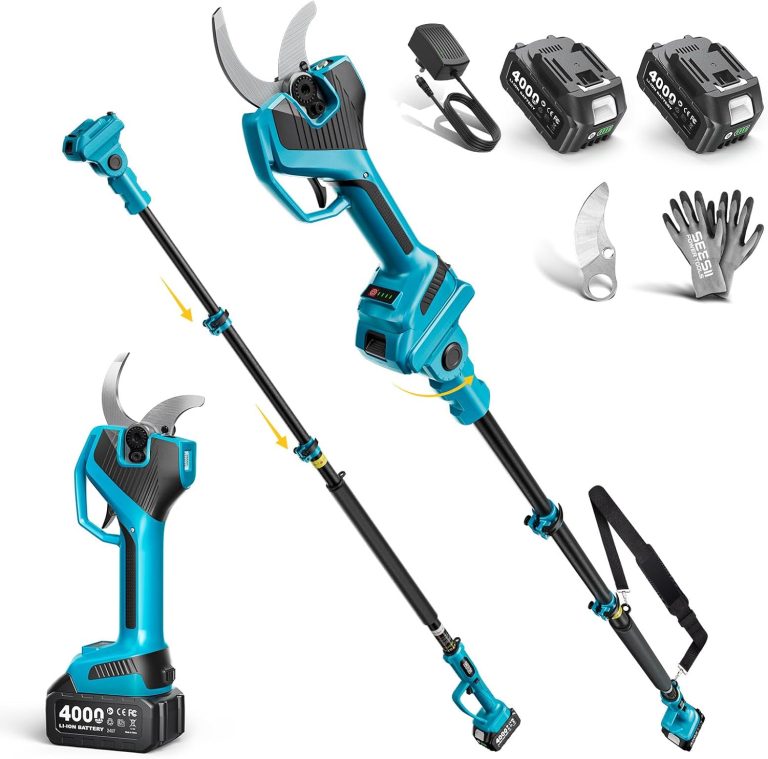 SEESII Sécateur Électrique Sans Fil Télescopique, coupe 55 mm, portée 4,5 m
